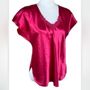 Vintage California Miss Hot Pink Satin Top Medium